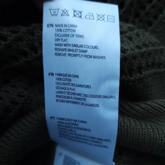 Varley Callie Sheer Knit Olive Green Short Sleeve Top - Picture 6 of 9